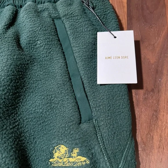 Aime Leon Dore ALD Green Fleece Unisphere Embroidered Sweatpants FW22 Size Large